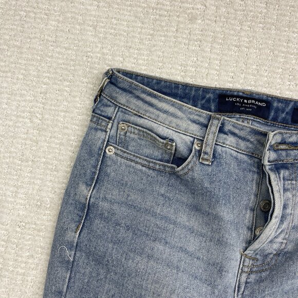 Lucky Brand High Rise Straight Ankle Distressed Jeans 2 / 26 Four-leaf clover* - Picture 4 of 15